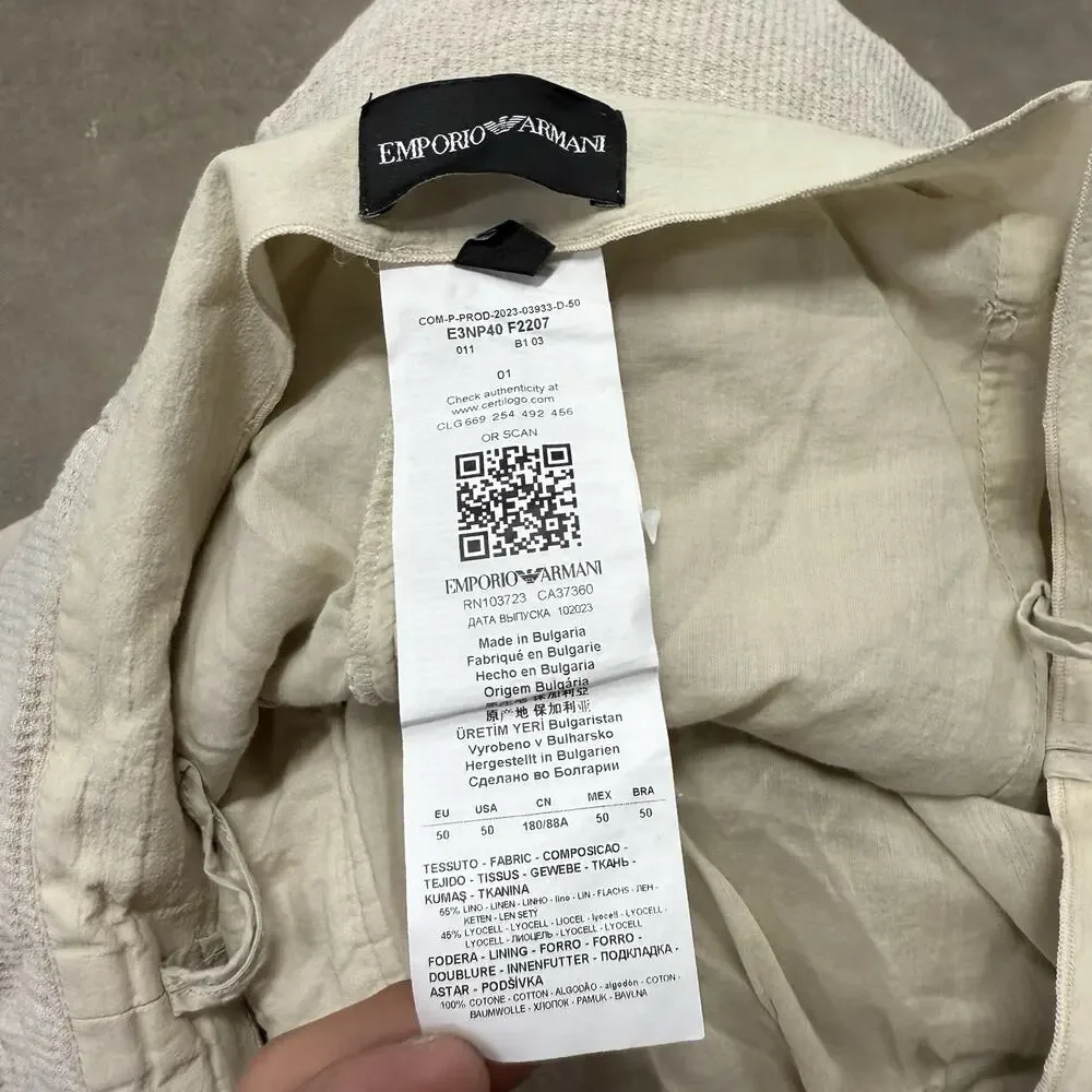 Vintage Emporio Armani Linen Lyocell Pleated Relaxed Pants Mens 50/US34 Ivory